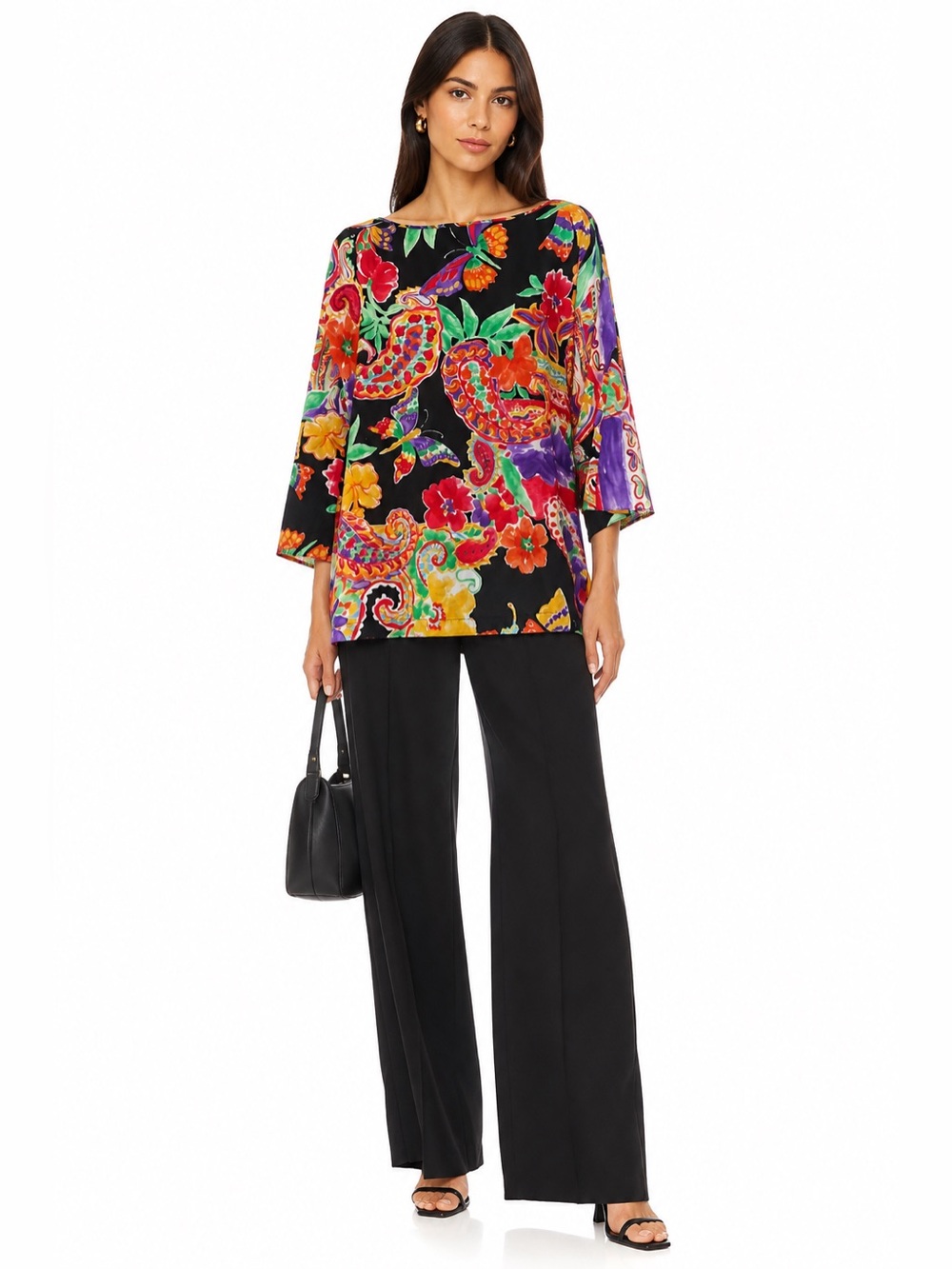 Lauren Ralph Lauren Multicolor Silk Floral Paisley Top Altered Large XL